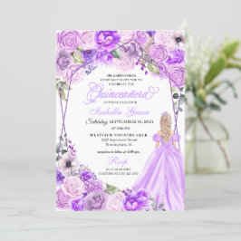 Elegant Lilac Lila Blommigt Quinceanera-inbjudan Inbjudningar