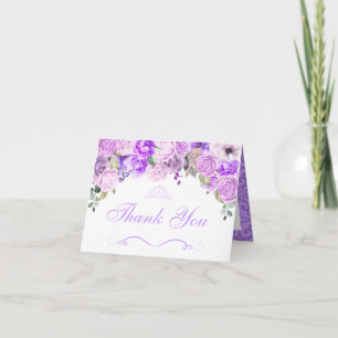 Elegant Lilac Lila Blommigt Quinceanera Tack Inbjudan