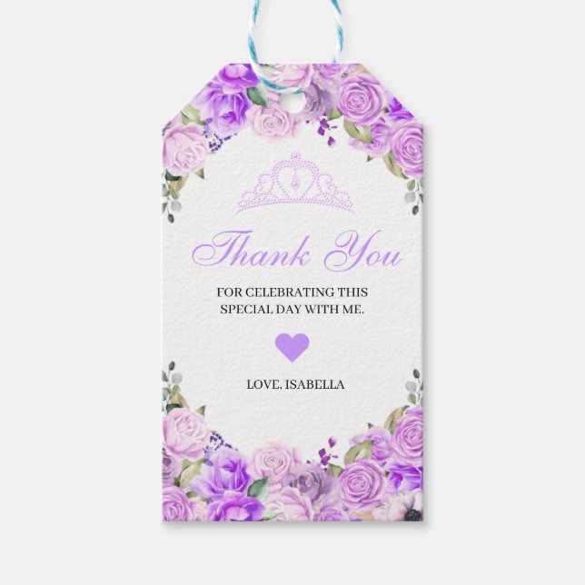 Elegant Lilac Lila Blommigt Tack Gift Märkres Presentetikett (Framsidan)