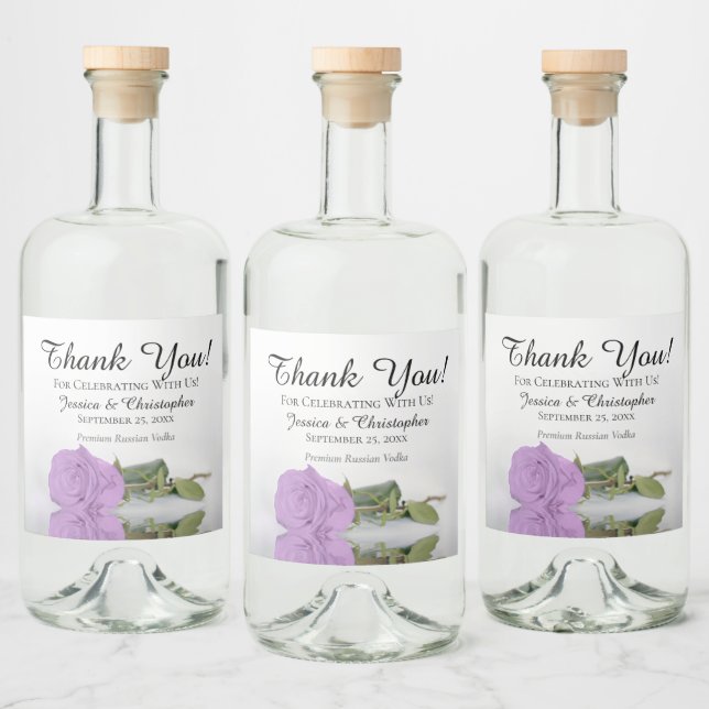 Elegant Lilac Lila Ro Chic Bröllop Tack Spritflaskor Etikett (Flaskor)