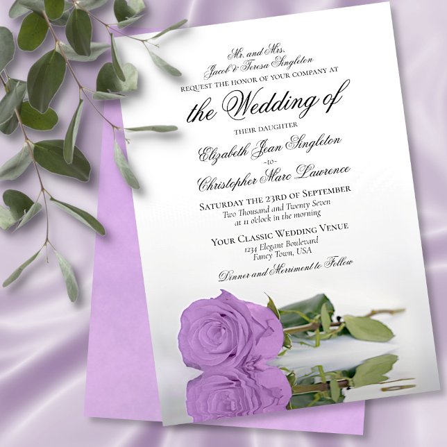 Elegant Lilac Lila Ro Formal Bröllop Inbjudningar (Skapare uppladdad)