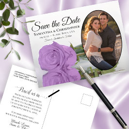 Elegant Lilac Lila Ro Oval Photo Save Date Meddelande Vykort