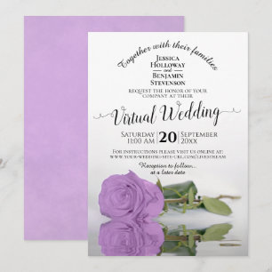 Elegant Lilac Lila Romantic Ro Virtuellare Bröllop Inbjudningar