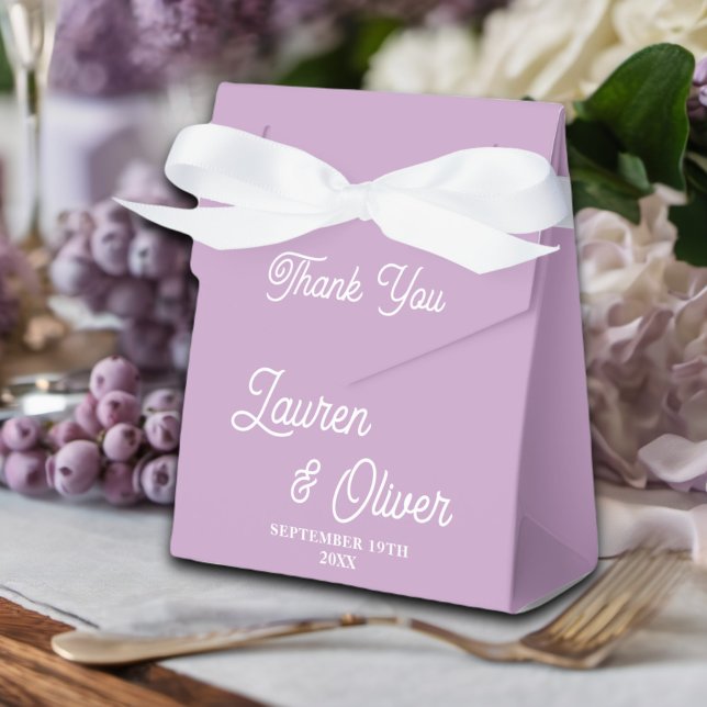 Elegant Lilac Lila Script Minimalist Bröllop Presentaskar (Skapare uppladdad)