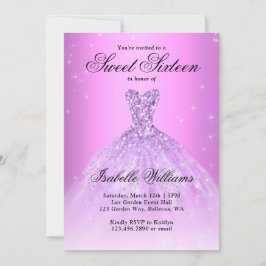 Elegant Lilac Lila Sweet sixteen 16:e födelsedagen Inbjudningar