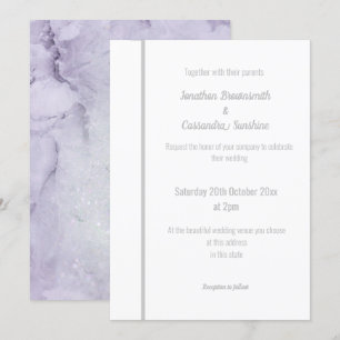 ELEGANT LILAC MARBLE SILVER WEDING INVITATION INBJUDNINGAR