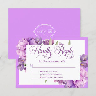 Elegant Lilac och Lavender Blommigt Islamic Bröllo OSA Kort