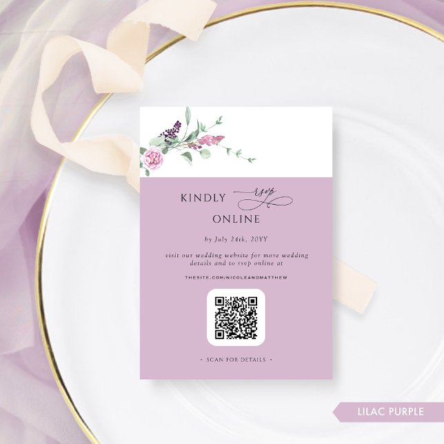 Elegant Lilac Pastel Blommigt OSA Online, QR-kod Tilläggskort (Skapare uppladdad)