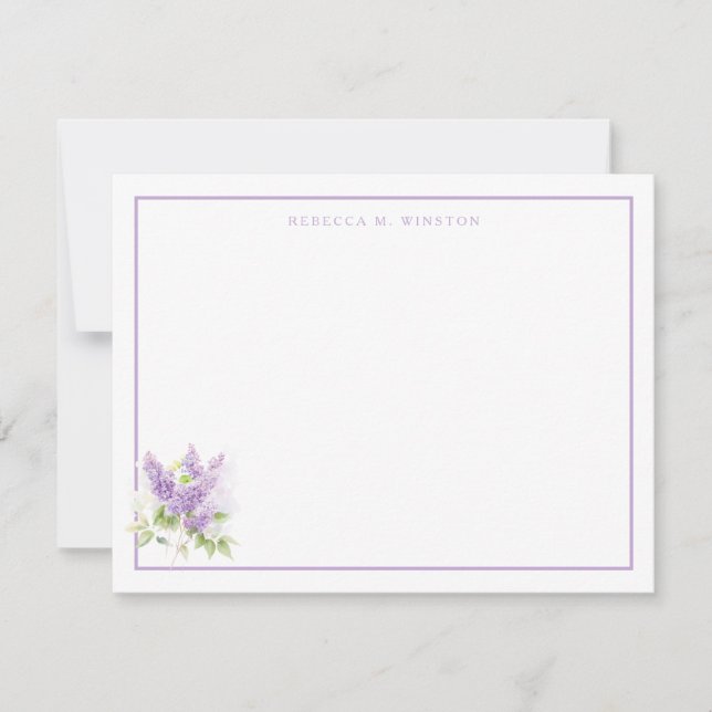 Elegant Lilac Purple Greenery Personalized  Anteckningskort (Framsida)