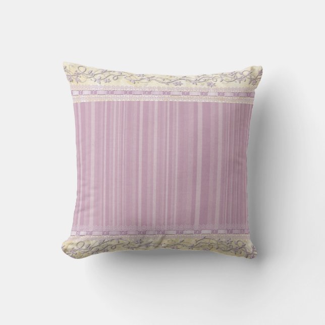 Elegant Lilac Rand Mönster Faux Snöre Gräns Kudde (Framsida)
