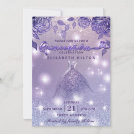 Elegant Lilac ro moderna Glitter klänning Inbjudningar