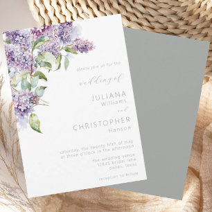 Elegant Lilac Sage Watercolor Blommigt Bröllop Inbjudningar