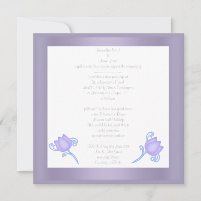 ELEGANT LILAC TULIP WEDING INVITATION INBJUDNINGAR (Framsida)