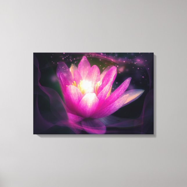 Elegant Lilac Vatten Lily Lotus blommar på Lila Canvastryck (Framsida)