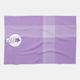 Elegant Lilac Violet Tartan Monogram Kökshandduk