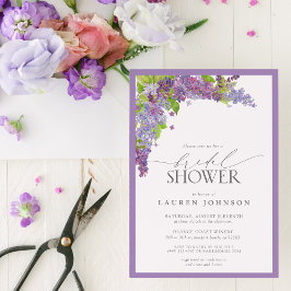 Elegant Lilac Watercolor Blommigt Möhippa Inbjudningar