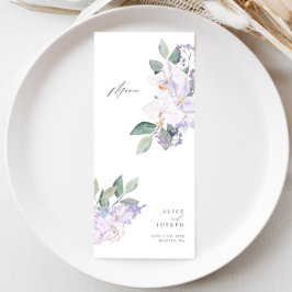 Elegant Lilac Watercolor Bröllop Middag Meny