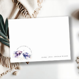 Elegant Lilac Watercolor Coastal Fish Bröllop Anteckningskort