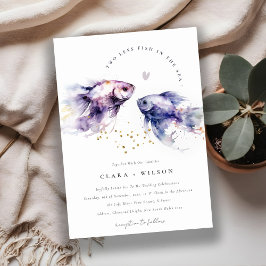 Elegant Lilac Watercolor Coastal Fish Bröllop Inbjudningar