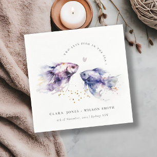 Elegant Lilac Watercolor Coastal Fish Bröllop Pappersservett