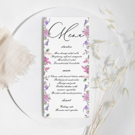 Elegant Lilac Watercolor Flowers Bröllop Meny