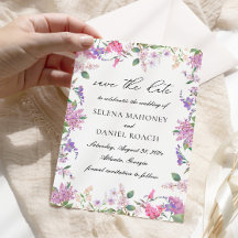 Elegant Lilac Watercolor Flowers Bröllop