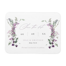Elegant Lilac Wildblommor Bröllop spara datum Magnet