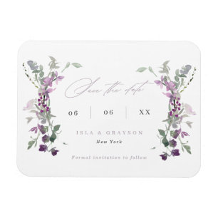 Elegant Lilac Wildblommor Bröllop spara datum Magnet