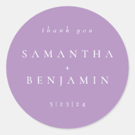 Elegant Lilak Koordinat Bröllop Klassisk Rund Runt Klistermärke