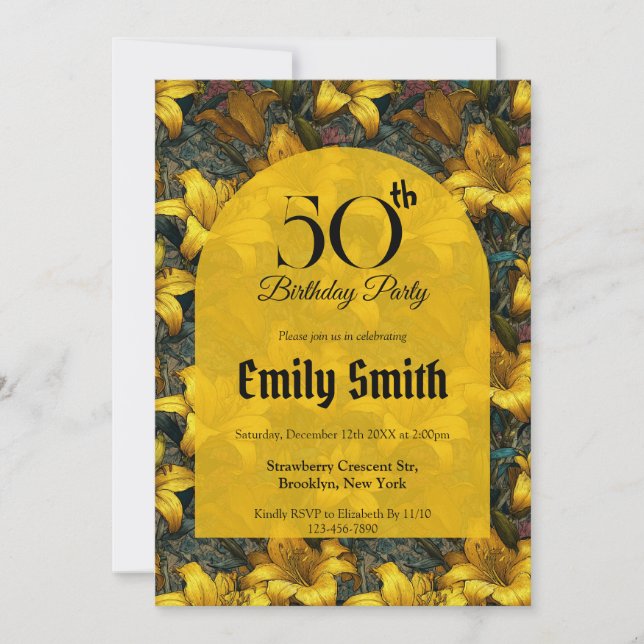 Elegant Lilies Accent Surprise Birthday Inbjudningar (Framsida)
