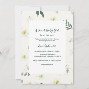 Elegant Lily Baby Shower-inbjudan Inbjudningar