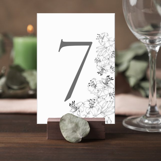 Elegant Lily Floral Wedding Table Number Card Bordsnummer (Skapare uppladdad)