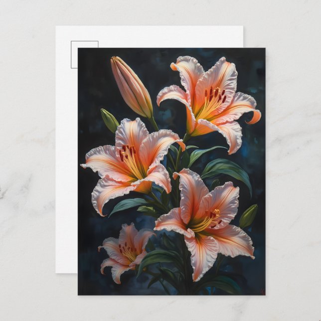 Elegant Lily Flower Art – Premium Prints & Unique  Inbjudan Vykort (Fram/baksida)