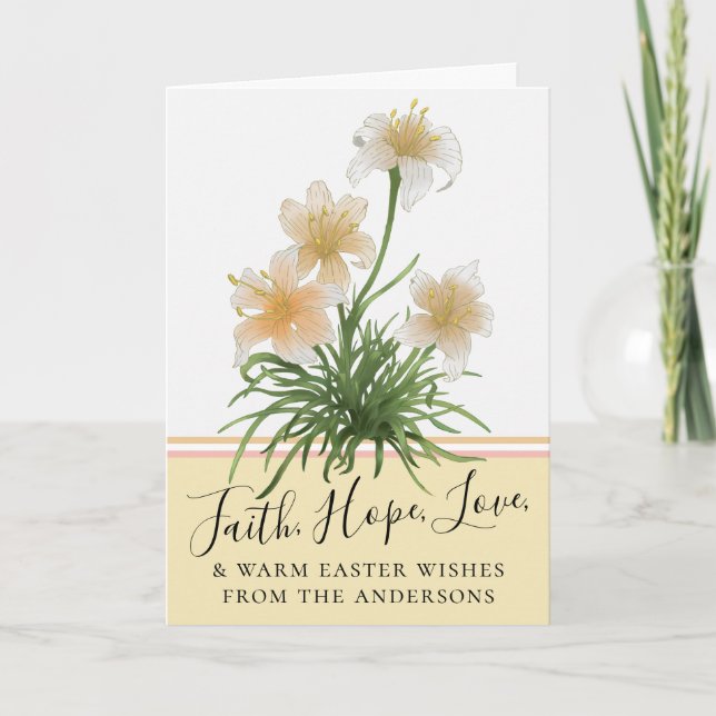 Elegant Lily Flowers Faith Kärlek Påsk Hälsning Helgkort (Framsida)