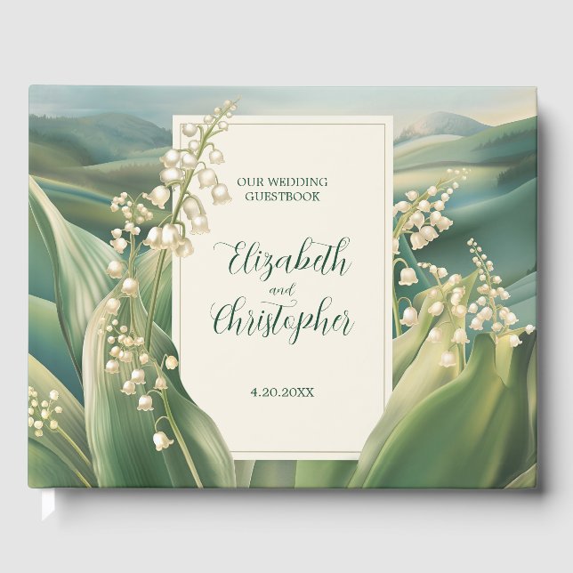Elegant Lily i Blommigten Bröllop Gästböcker (Framsida)