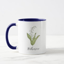 Elegant Lily i Valley Hand-Illustrated Blommigt Mugg