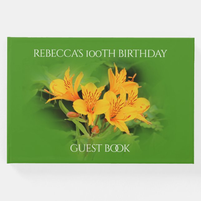 Elegant Lily of the Incas 100 Birthday Gästböcker (Framsida)