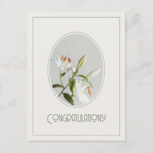 Elegant lily vintage Grattis Vykort