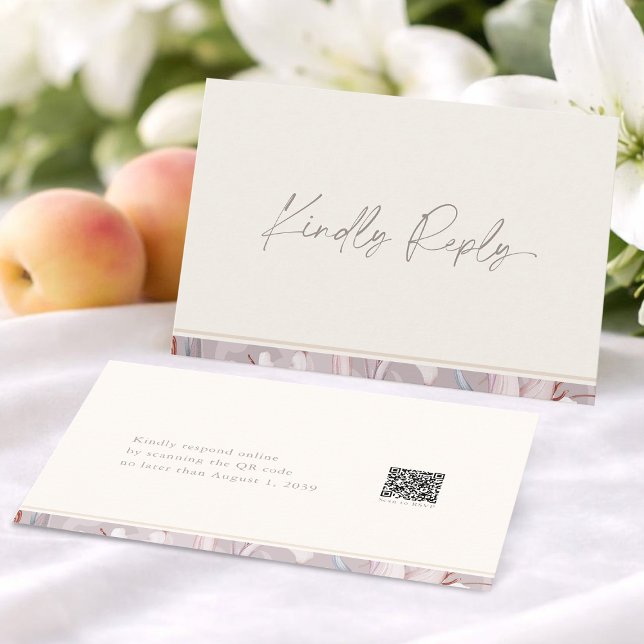 Elegant Lily Wedding RSVP Card with QR Code Inbjudningar (Skapare uppladdad)