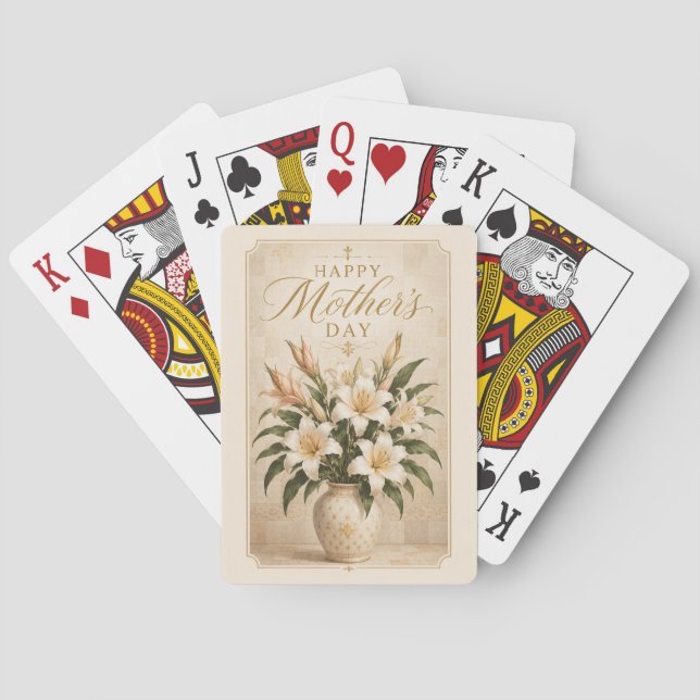 Elegant lilybukett Mors dag hälsning Casinokort (Baksidan)