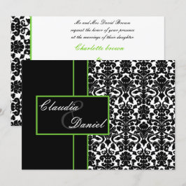 elegant lime damast bröllopsinbjudan inbjudningar