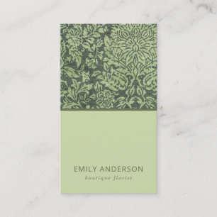 ELEGANT LIME GREEN BLACK DAMASK, BLOMMÖNSTER VISITKORT
