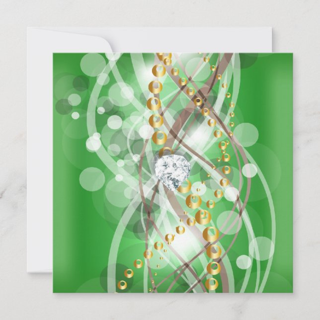 Elegant Lime Green Guld Diamond Födelsedagsfest Inbjudningar (Framsida)