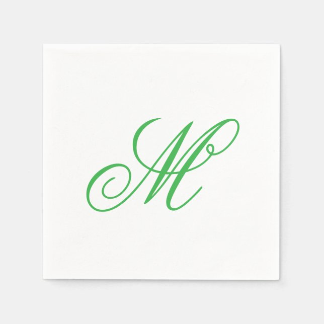 Elegant Lime Green Monogram - första början Pappersservett (Framsidan)