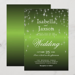 Elegant Lime Green Star Ljus bröllopsinbjudan Inbjudningar