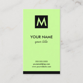 Elegant limefrukt kvadrerar Monogramvisitkortar Visitkort