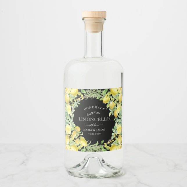 Elegant Limoncello Citronbukett Spritflaskor Etikett (Framsida)
