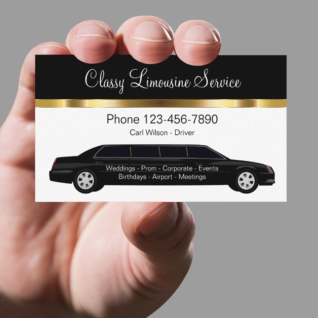 Elegant limousinechaufförservice visitkort (Skapare uppladdad)