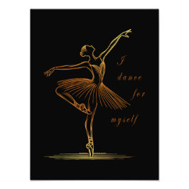 Elegant Line Art Ballerina - jag dansar för mig sj Fototryck