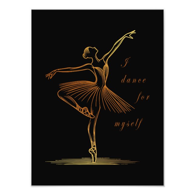 Elegant Line Art Ballerina - jag dansar för mig sj Fototryck (Framsidan)